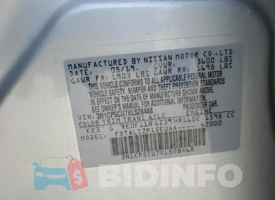 3N1CP5CU7KL528468 Photo# 13