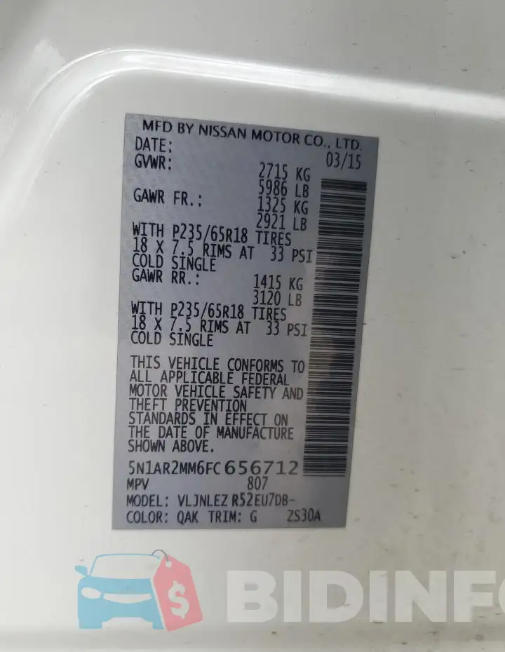 5N1AR2MM6FC656712 Photo# 13