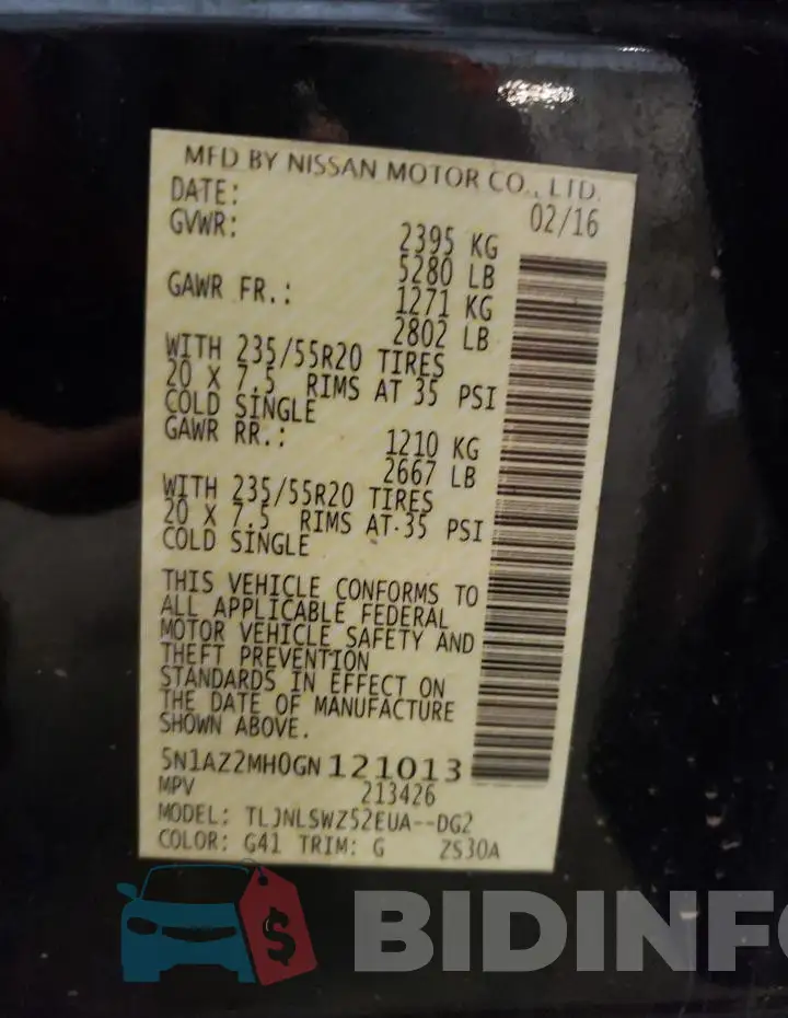 5N1AZ2MH0GN121013 Photo# 13