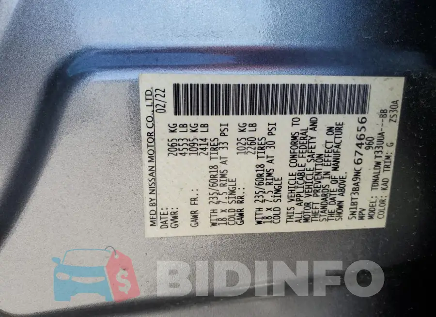 5N1BT3BA9NC674656 Photo# 13