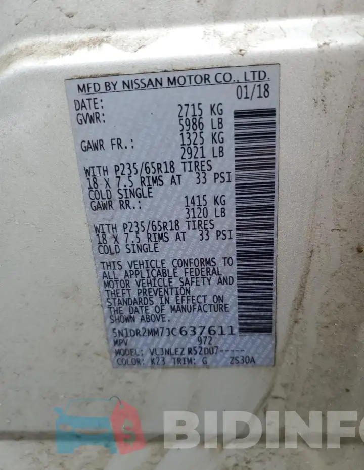 5N1DR2MM7JC637611 Photo# 12