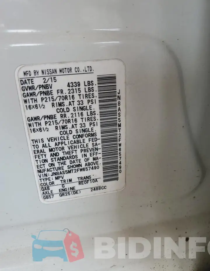 JN8AS5MT2FW657490 Photo# 13