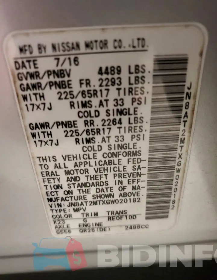 JN8AT2MTXGW020182 Photo# 13