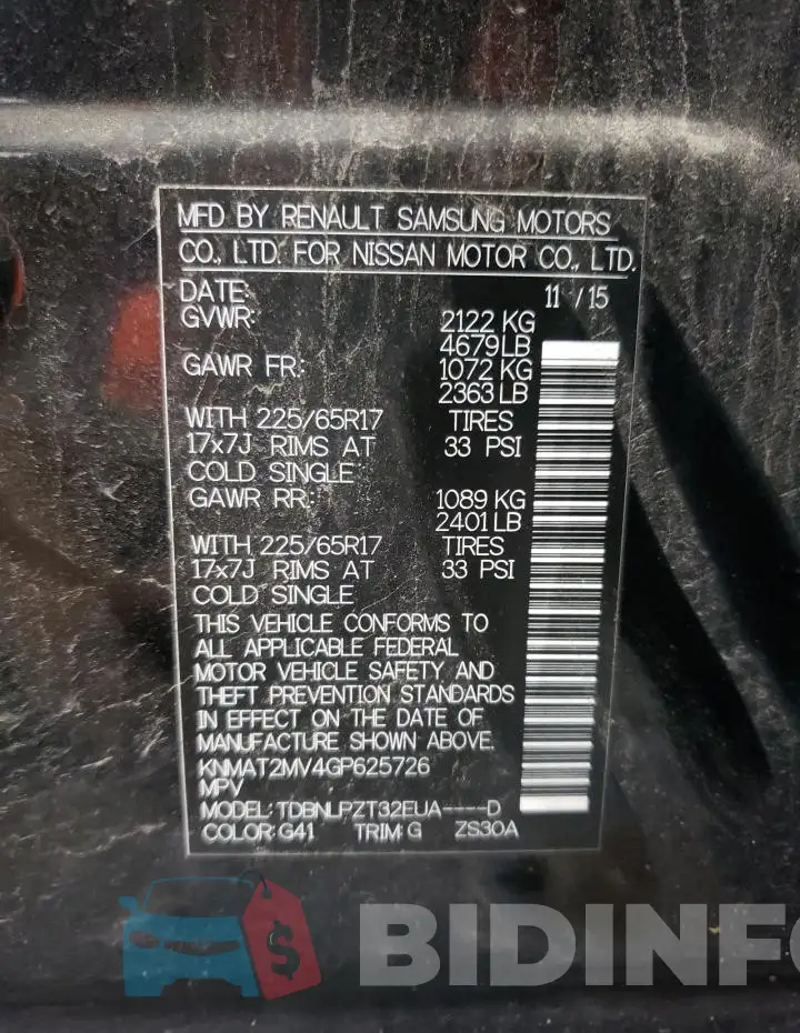 KNMAT2MV4GP625726 Photo# 13