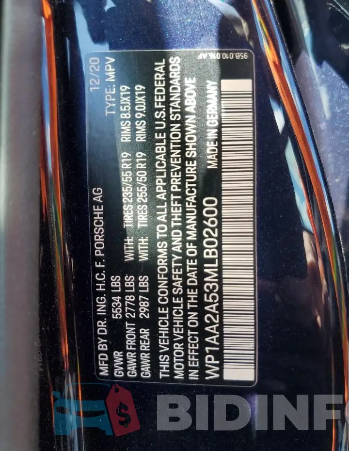 WP1AA2A53MLB02600 Photo# 14