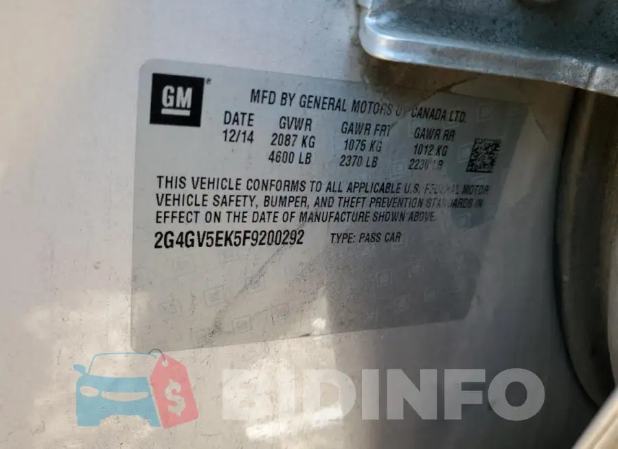2G4GV5EK5F9200292 Photo# 12