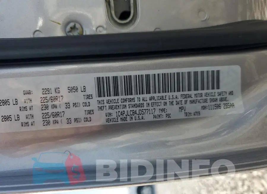 1C4PJLCB4JD577117 Photo# 13