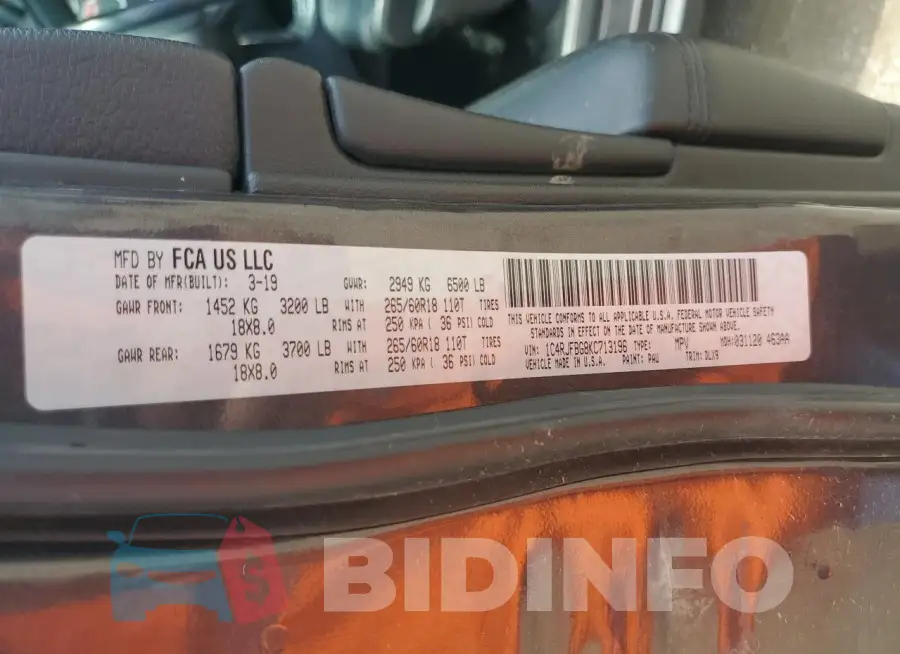 1C4RJFBG8KC713196 Photo# 13