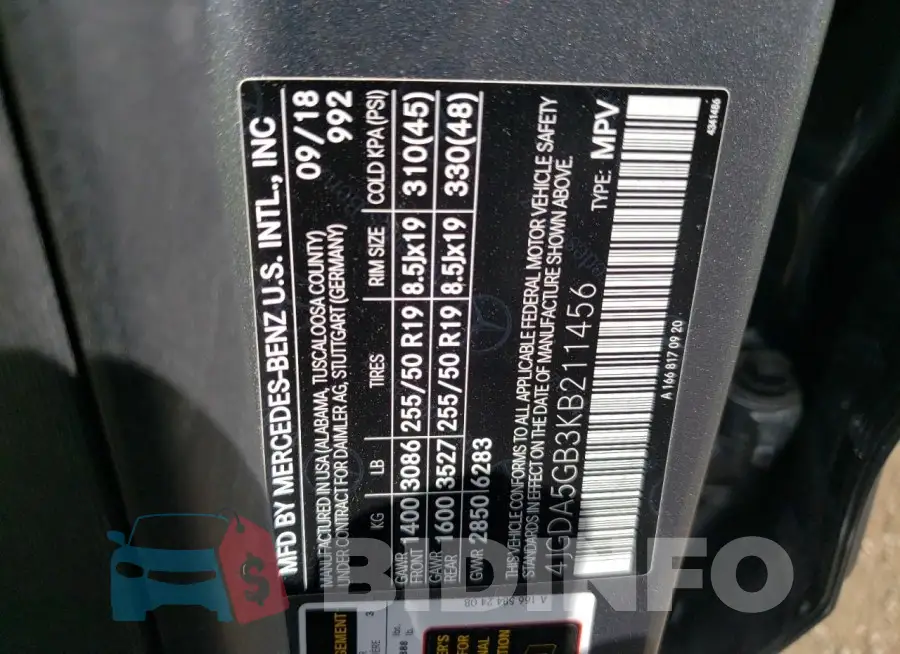 4JGDA5GB3KB211456 Photo# 13