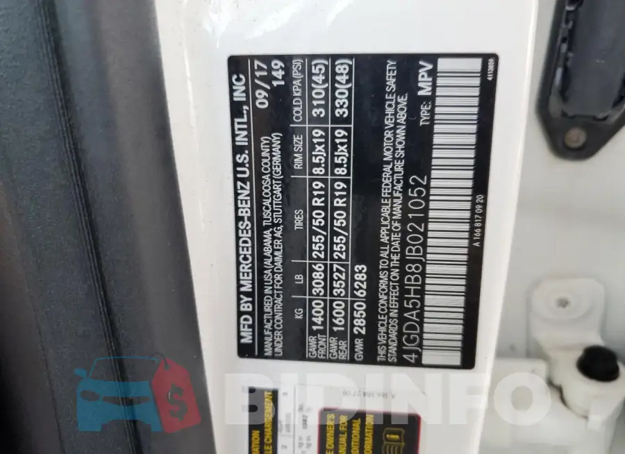 4JGDA5HB8JB021052 Photo# 13
