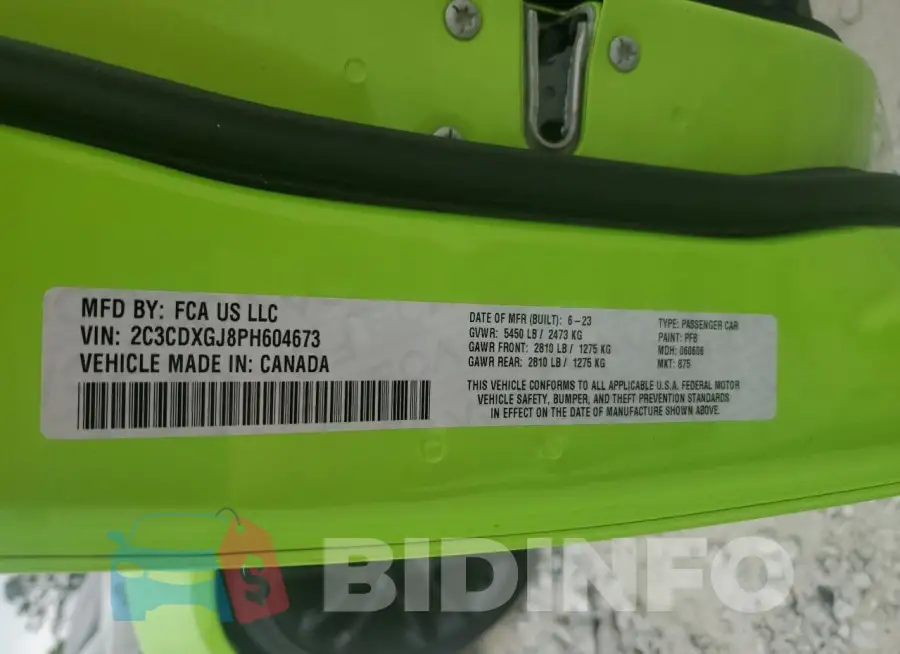 2C3CDXGJ8PH604673 Photo# 13