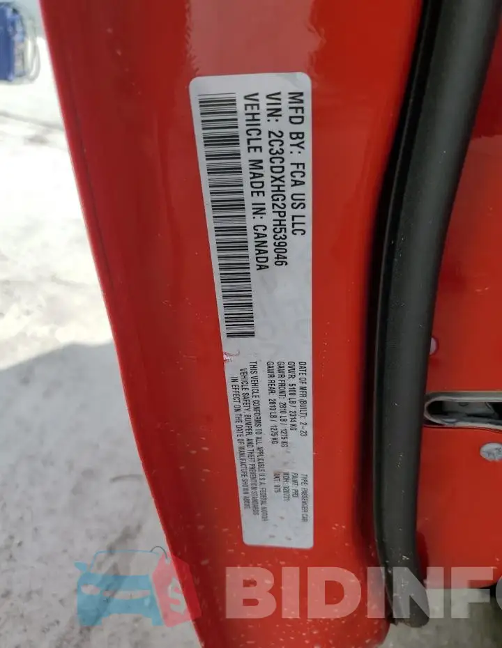 2C3CDXHG2PH539046 Photo# 13