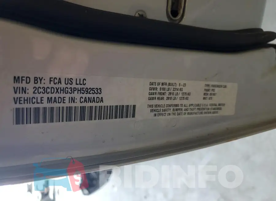 2C3CDXHG3PH592533 Photo# 12