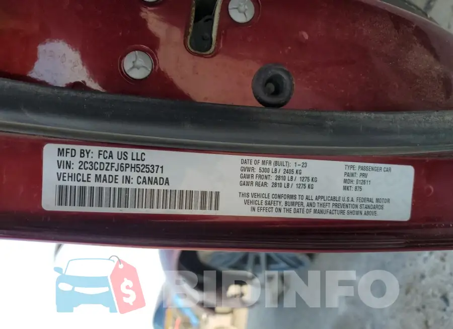 2C3CDZFJ6PH525371 Photo# 13