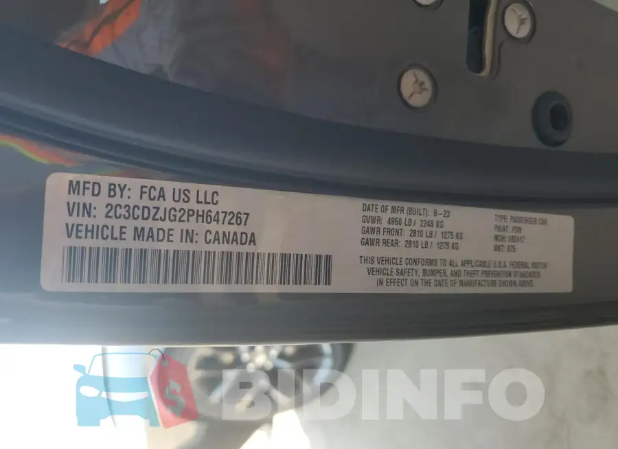 2C3CDZJG2PH647267 Photo# 12