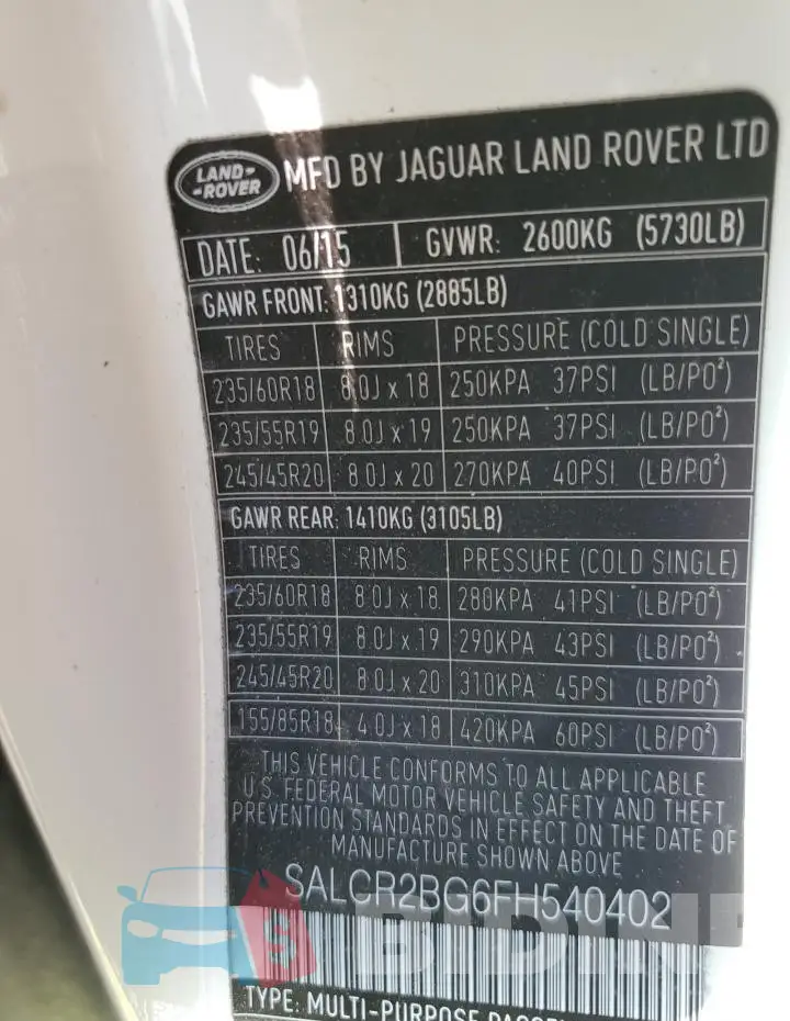 SALCR2BG6FH540402 Photo# 12