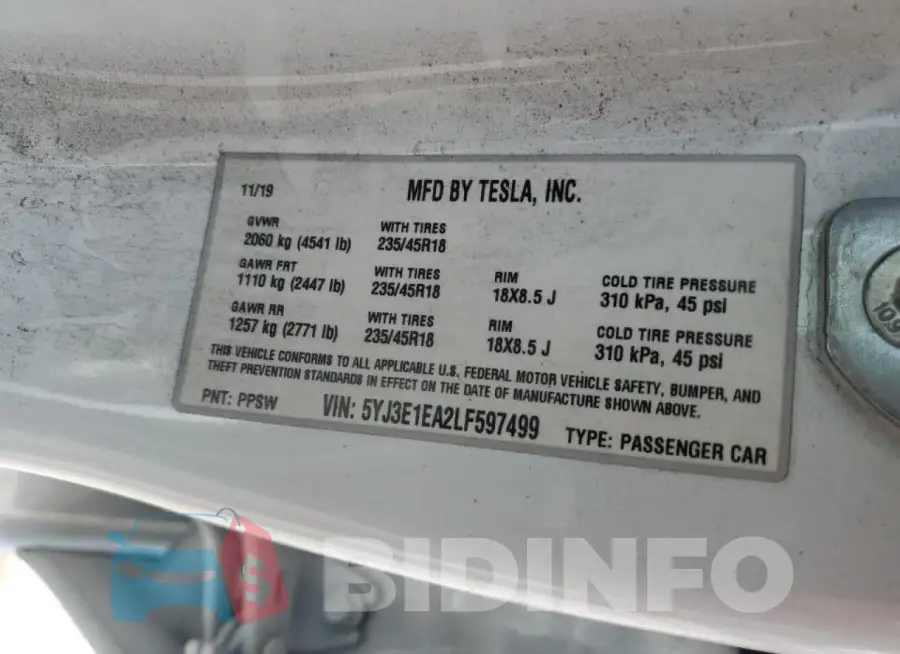 5YJ3E1EA2LF597499 Photo# 13