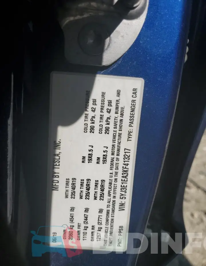 5YJ3E1EA3KF413217 Photo# 12