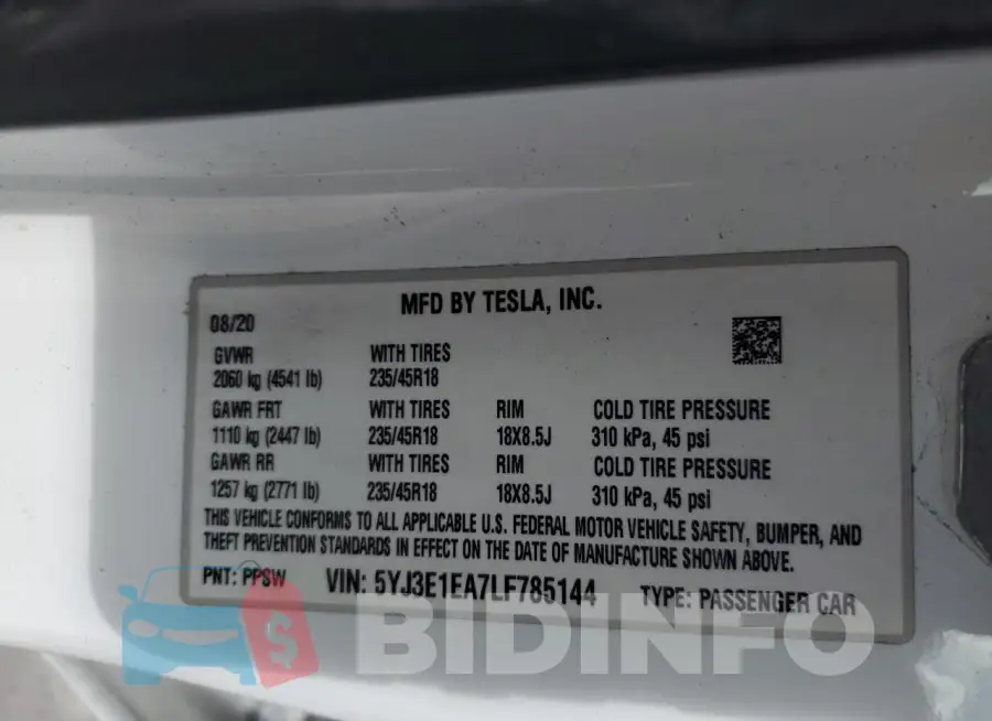 5YJ3E1EA7LF785144 Photo# 12
