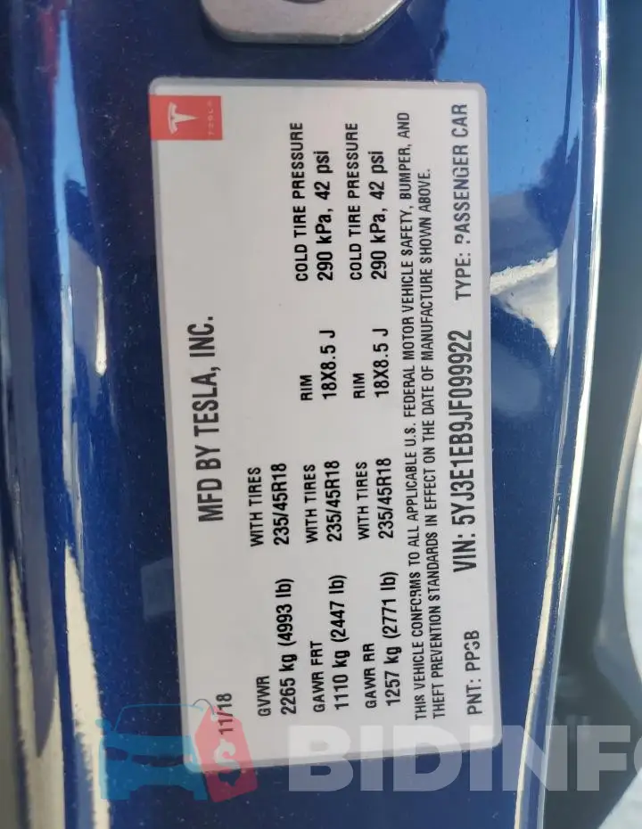 5YJ3E1EB9JF099922 Photo# 12