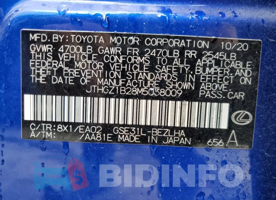JTHGZ1B28M5038009 Photo# 12