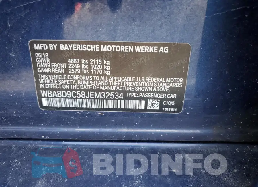 WBA8D9C58JEM32534 Photo# 12