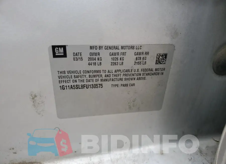 1G11A5SL8FU130575 Photo# 12