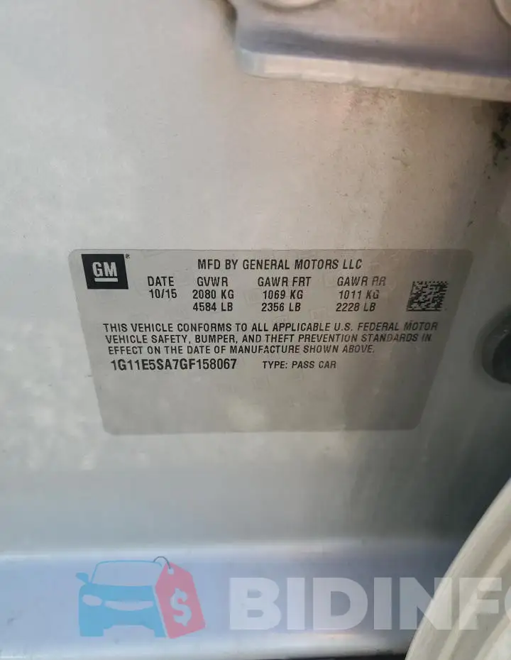 1G11E5SA7GF158067 Photo# 12