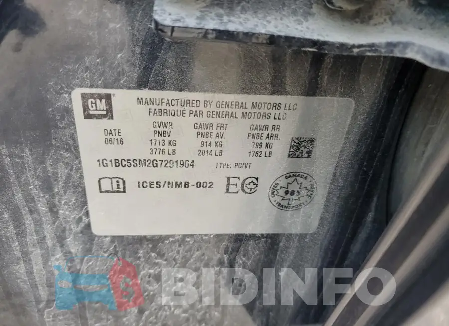 1G1BC5SM2G7291964 Photo# 13