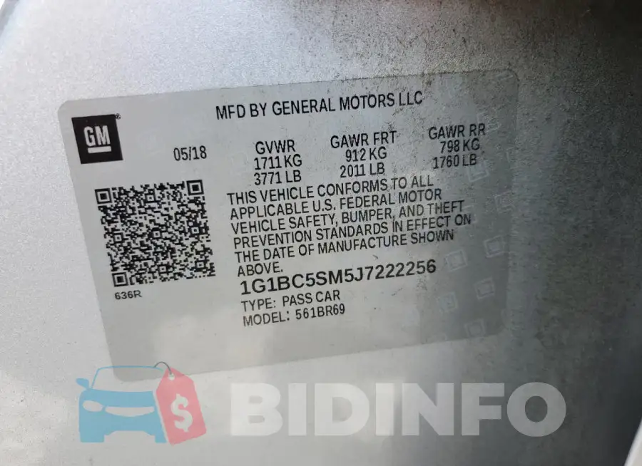 1G1BC5SM5J7222256 Photo# 12