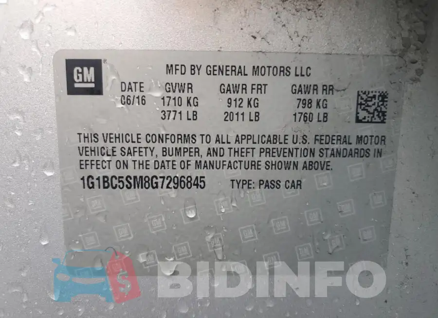 1G1BC5SM8G7296845 Photo# 12