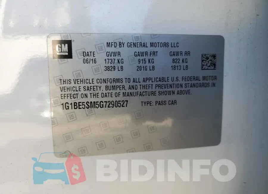 1G1BE5SM5G7290527 Photo# 12