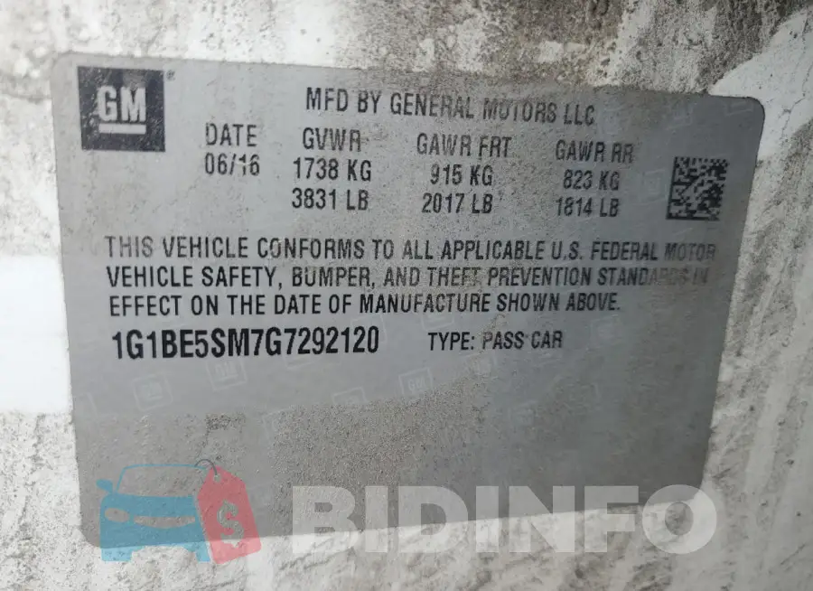 1G1BE5SM7G7292120 Photo# 12