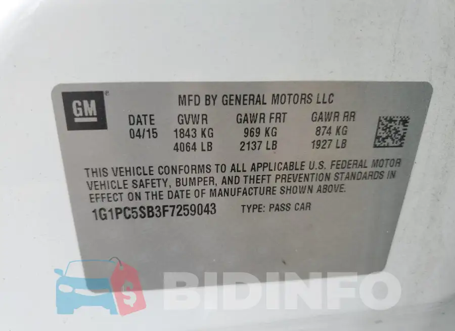1G1PC5SB3F7259043 Photo# 12