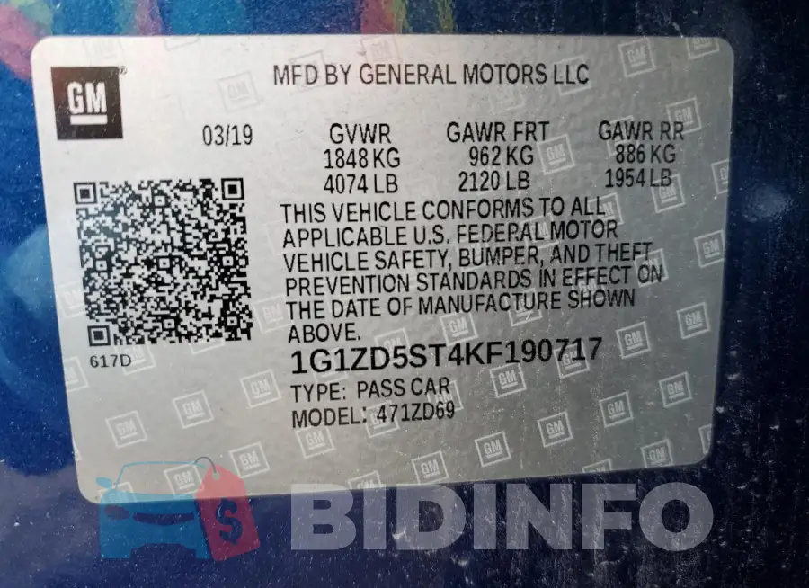 1G1ZD5ST4KF190717 Photo# 12