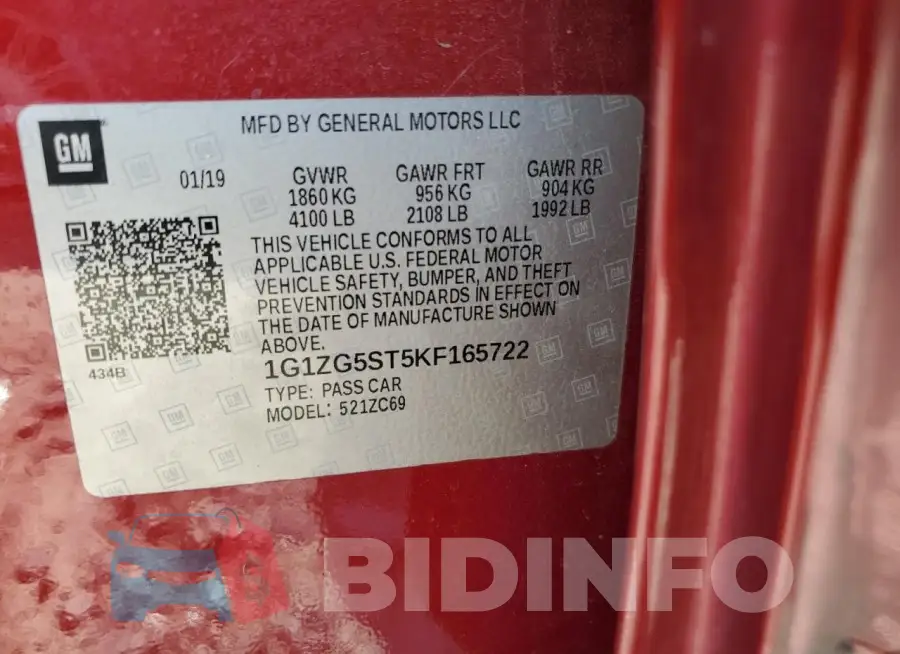1G1ZG5ST5KF165722 Photo# 12