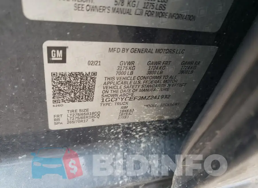 1GCPYCEF3MZ241932 Photo# 12
