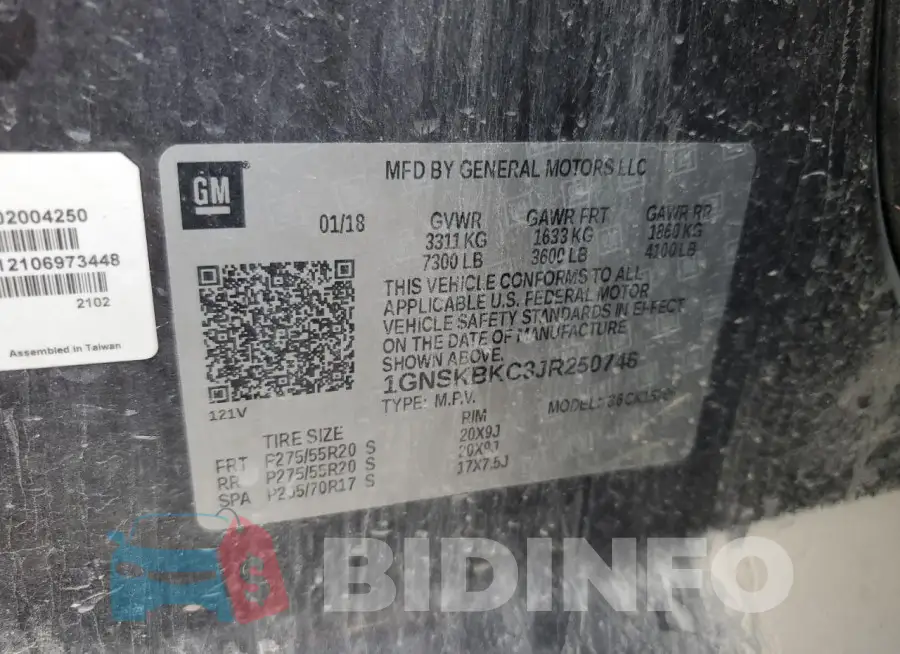 1GNSKBKC3JR250746 Photo# 13