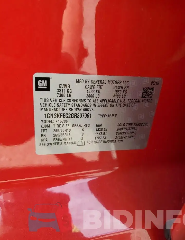 1GNSKFEC2GR397961 Photo# 13