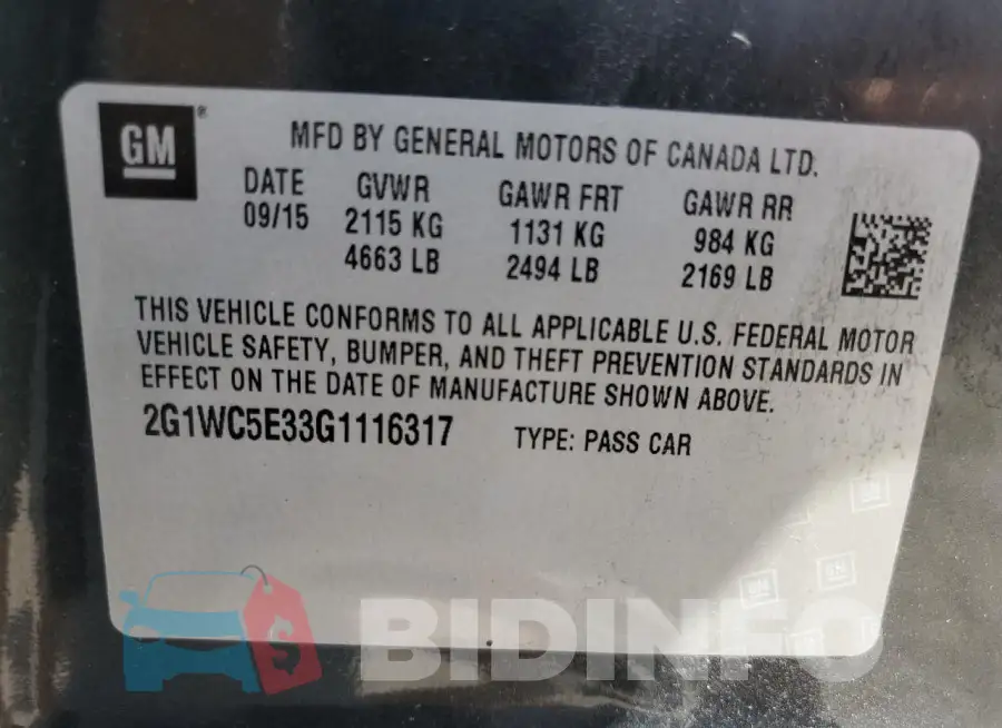 2G1WC5E33G1116317 Photo# 12