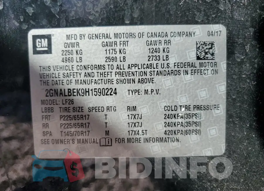 2GNALBEK9H1590224 Photo# 12