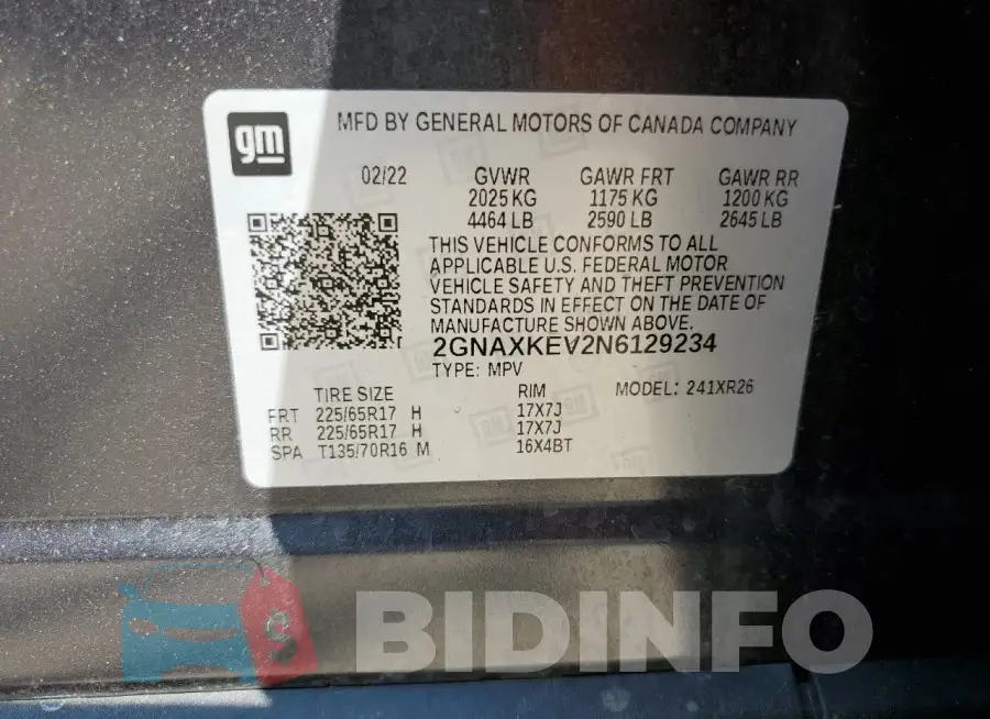 2GNAXKEV2N6129234 Photo# 12