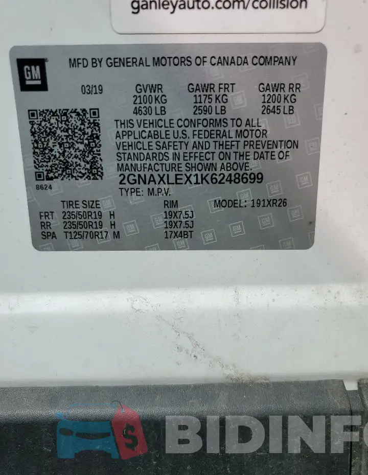 2GNAXLEX1K6248699 Photo# 13