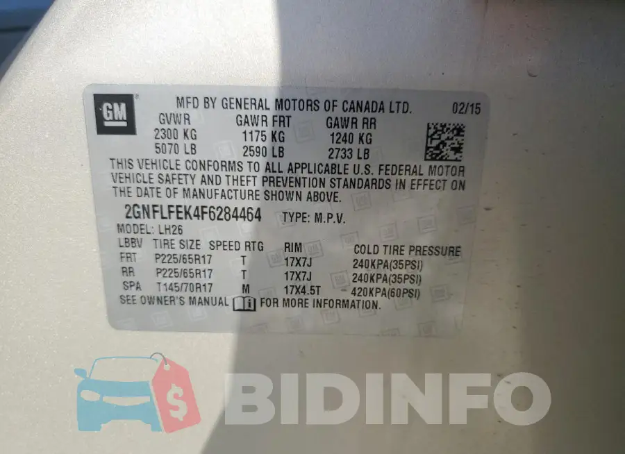 2GNFLFEK4F6284464 Photo# 13
