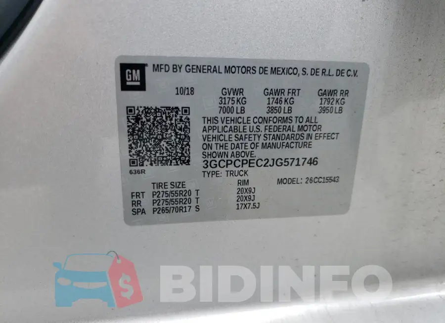 3GCPCPEC2JG571746 Photo# 12