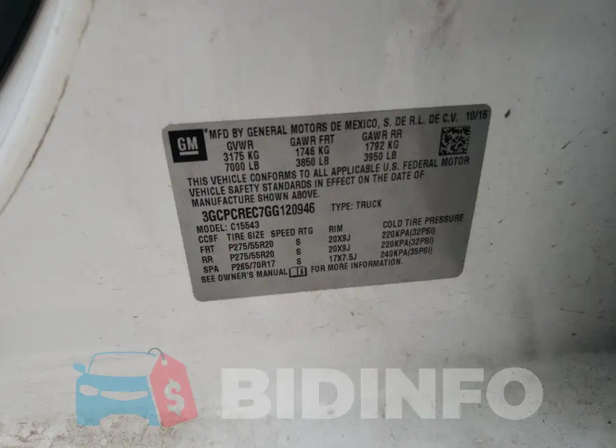 3GCPCREC7GG120946 Photo# 12