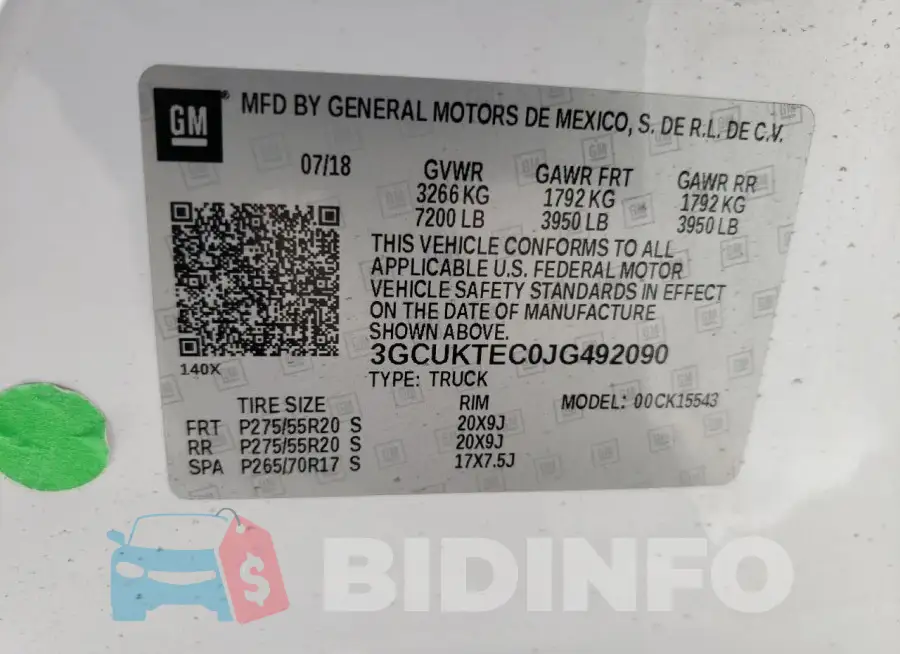 3GCUKTEC0JG492090 Photo# 12