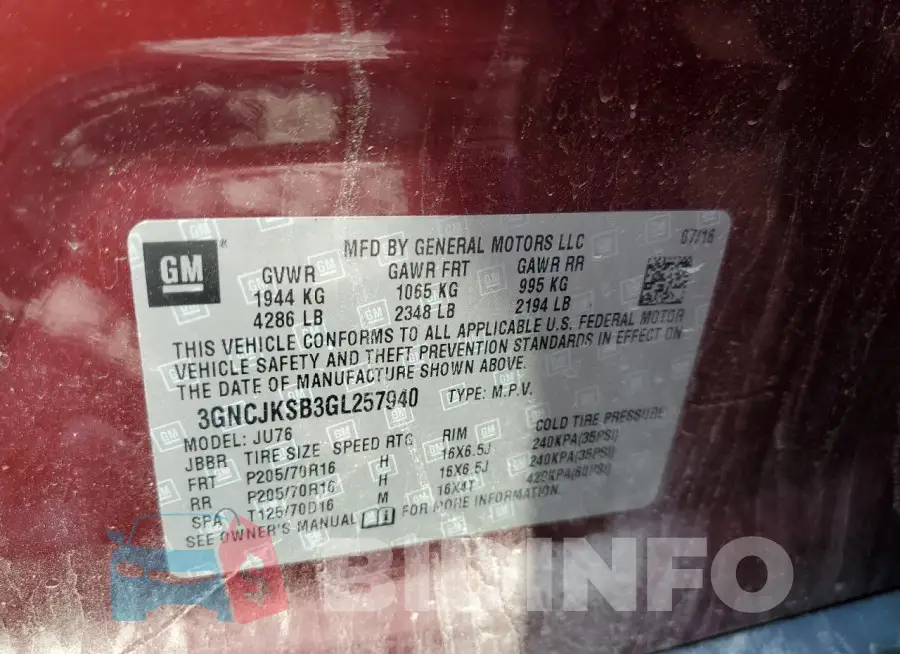 3GNCJKSB3GL257940 Photo# 14