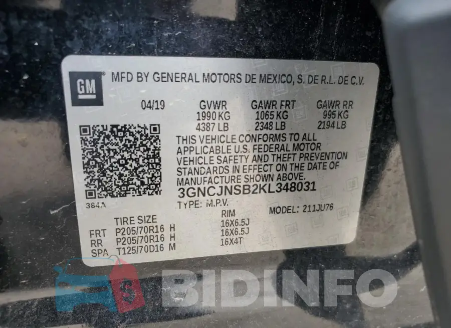 3GNCJNSB2KL348031 Photo# 13