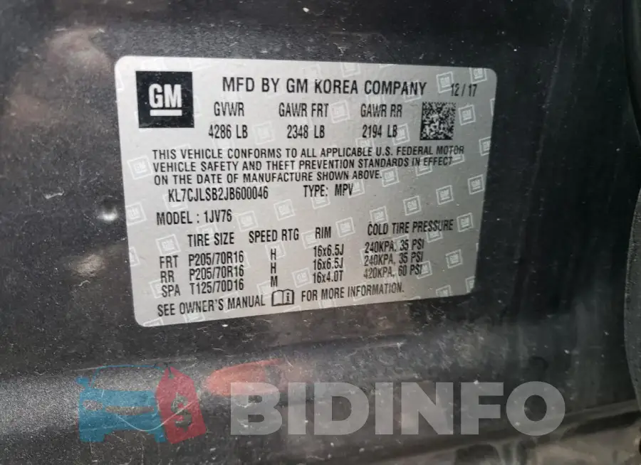 KL7CJLSB2JB600046 Photo# 13